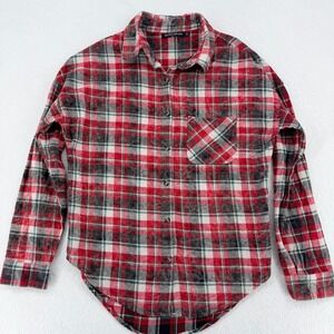Brandy Melville Plaid Flannel Button Down Shirt One Size